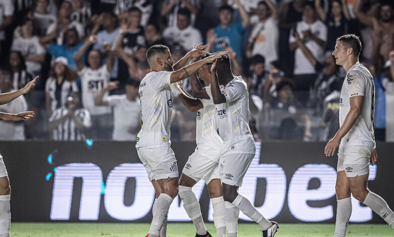 Jogadores do Santos contra a Inter de Limeira